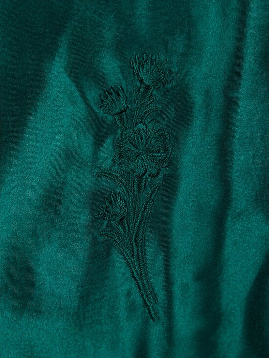 Vintage Intimate Emerald Green Embroidered Shiny Satin Nightie Slip Dress Medium - Picture 3 of 7